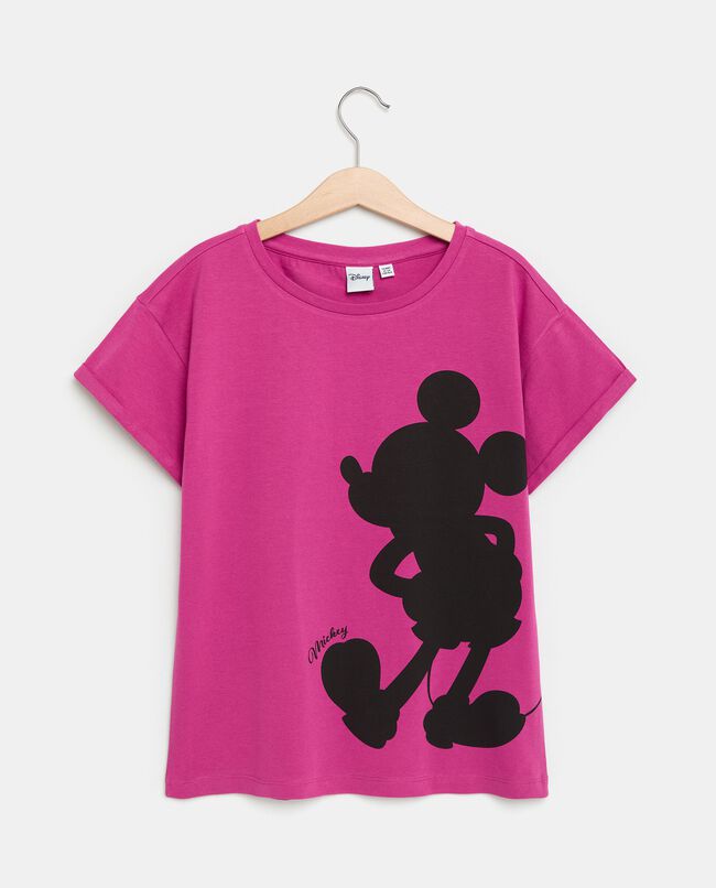 T-shirt con stampa Mickey in cotone elasticizzato ragazza carousel 0