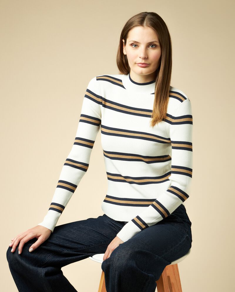 Pullover tricot in costina a righe donna single tile 1 