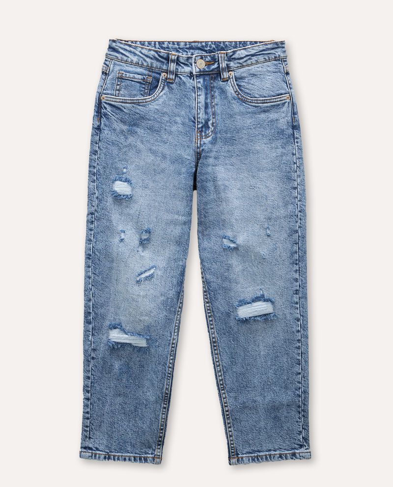 Jeans ripped in cotone stretch ragazzodouble bordered 0 cotone
