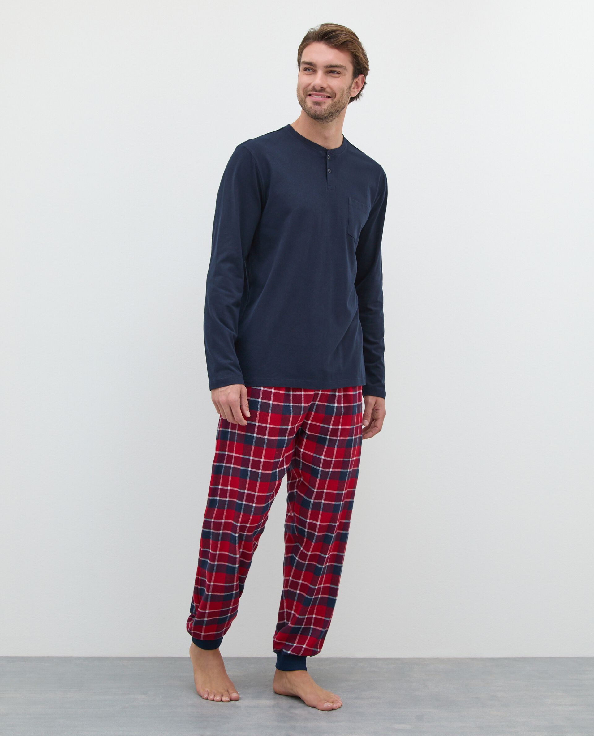 Pantalone pigiama in flanella di puro cotone uomo