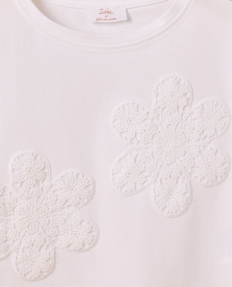 T-shirt IANA in cotone stretch con ricami bambina single tile 1 cotone