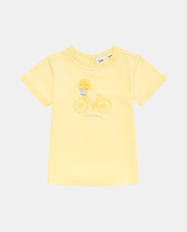 T-shirt con stampa e bordi arricciati in cotone elasticizzato neonata carousel 0