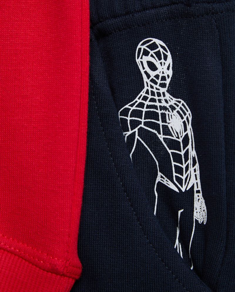 Completo tuta cappuccio stampa Spider-Man in puro cotone bambino single tile 1 cotone