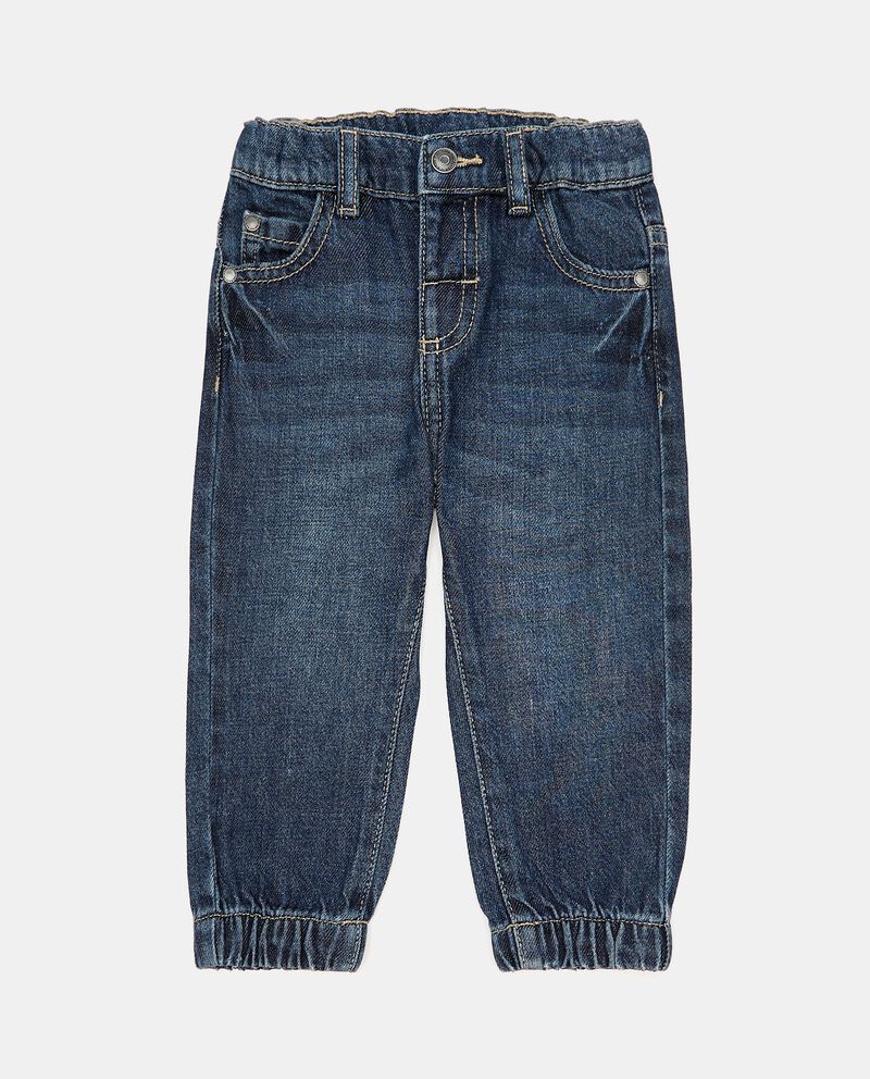 Pantaloni in denim puro cotone con arricciatura neonato cover