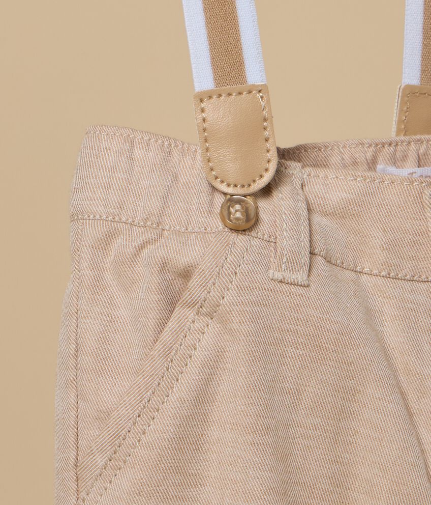 Pantaloni IANA in misto lino con bretelle neonato double 2 