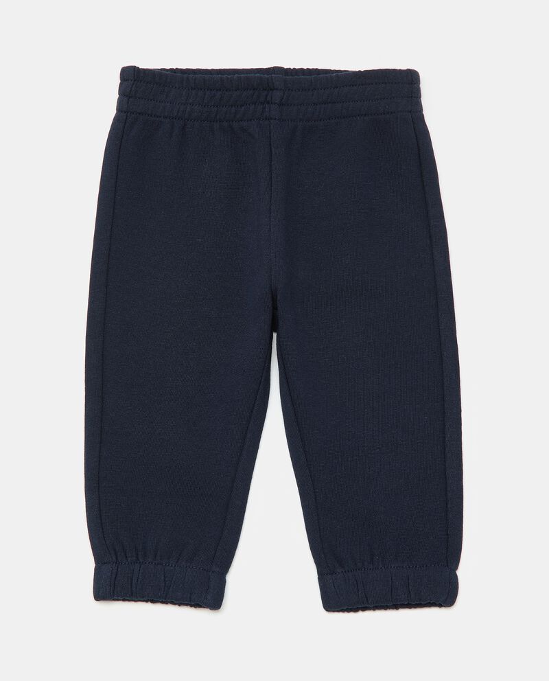 Pantaloni in felpa garzata di puro cotone neonato single tile 0 