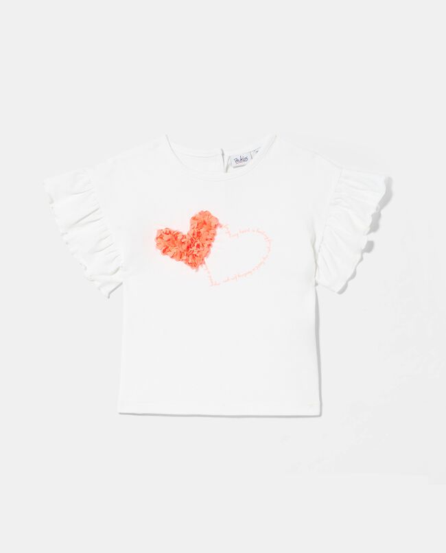 T-shirt in cotone elasticizzato con cuore ricamato neonata carousel 0