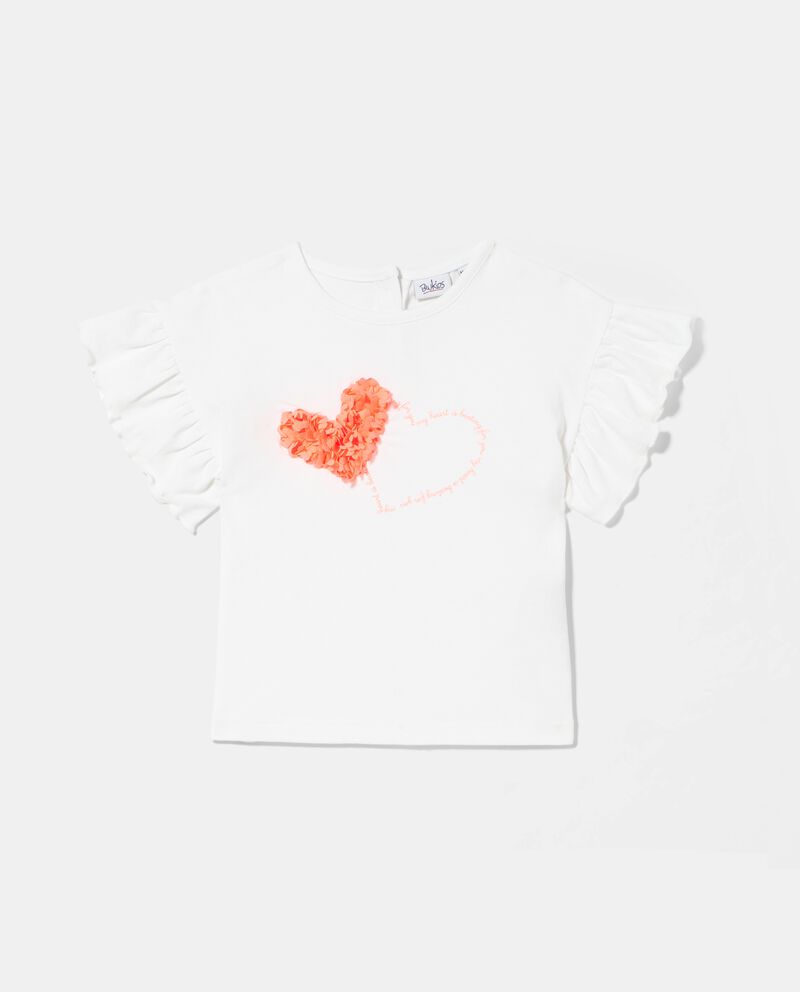 T-shirt in cotone elasticizzato con cuore ricamato neonata cover