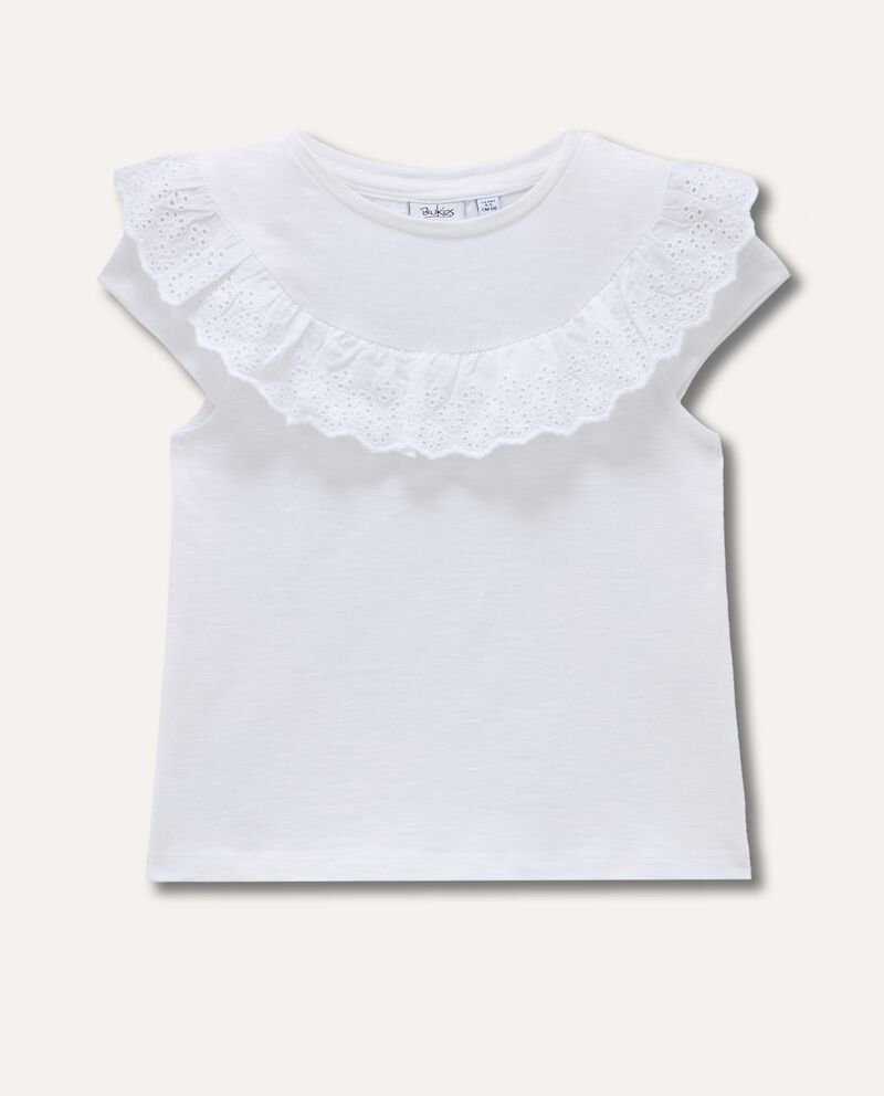 T-shirt in puro cotone con rouches in sangallo bambina cover