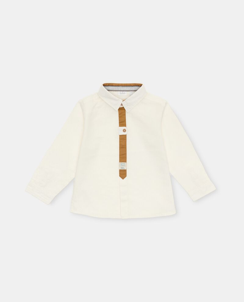Camicia in misto cotone con finta cravatta neonato single tile 0 lino