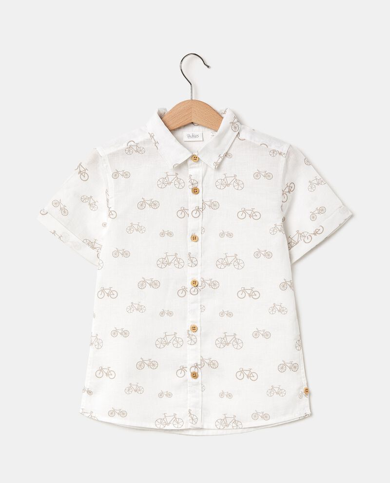 Camicia in misto lino con stampa bambino single tile 0 cotone