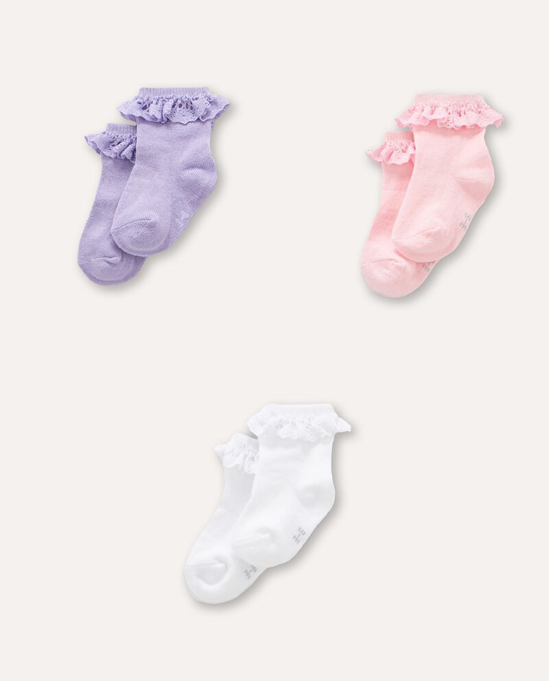 Pack 3 calze in cotone stretch con applicazione neonata cover