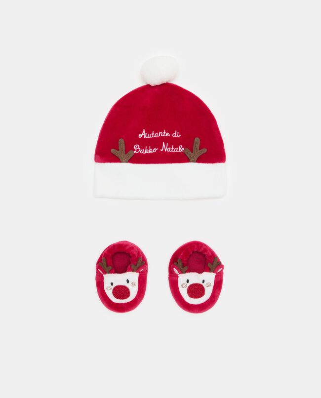 Set berretto e scarpine natalizie neonati carousel 0