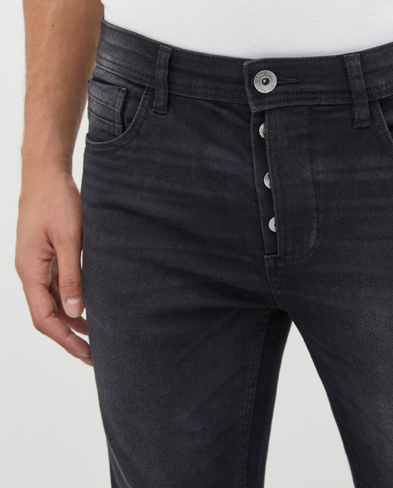 Jeans 5 tasche con apertura bottoni uomo single tile 2 cotone