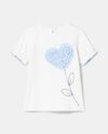 T-shirt in cotone con fiore cuore neonata