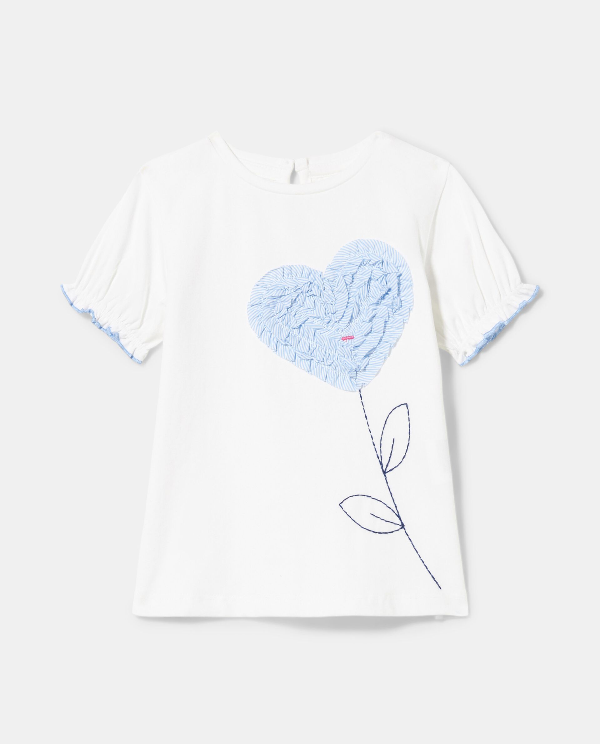 T-shirt in cotone con fiore cuore neonata