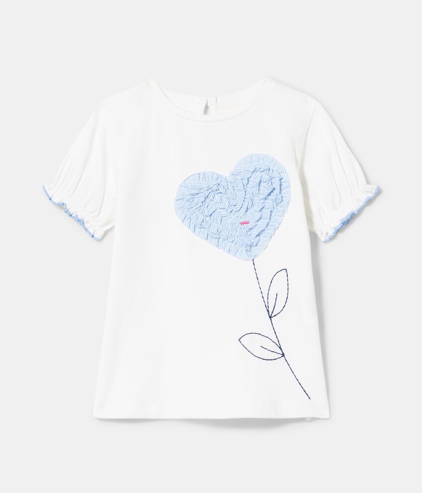 T-shirt in cotone con fiore cuore neonata double 1 