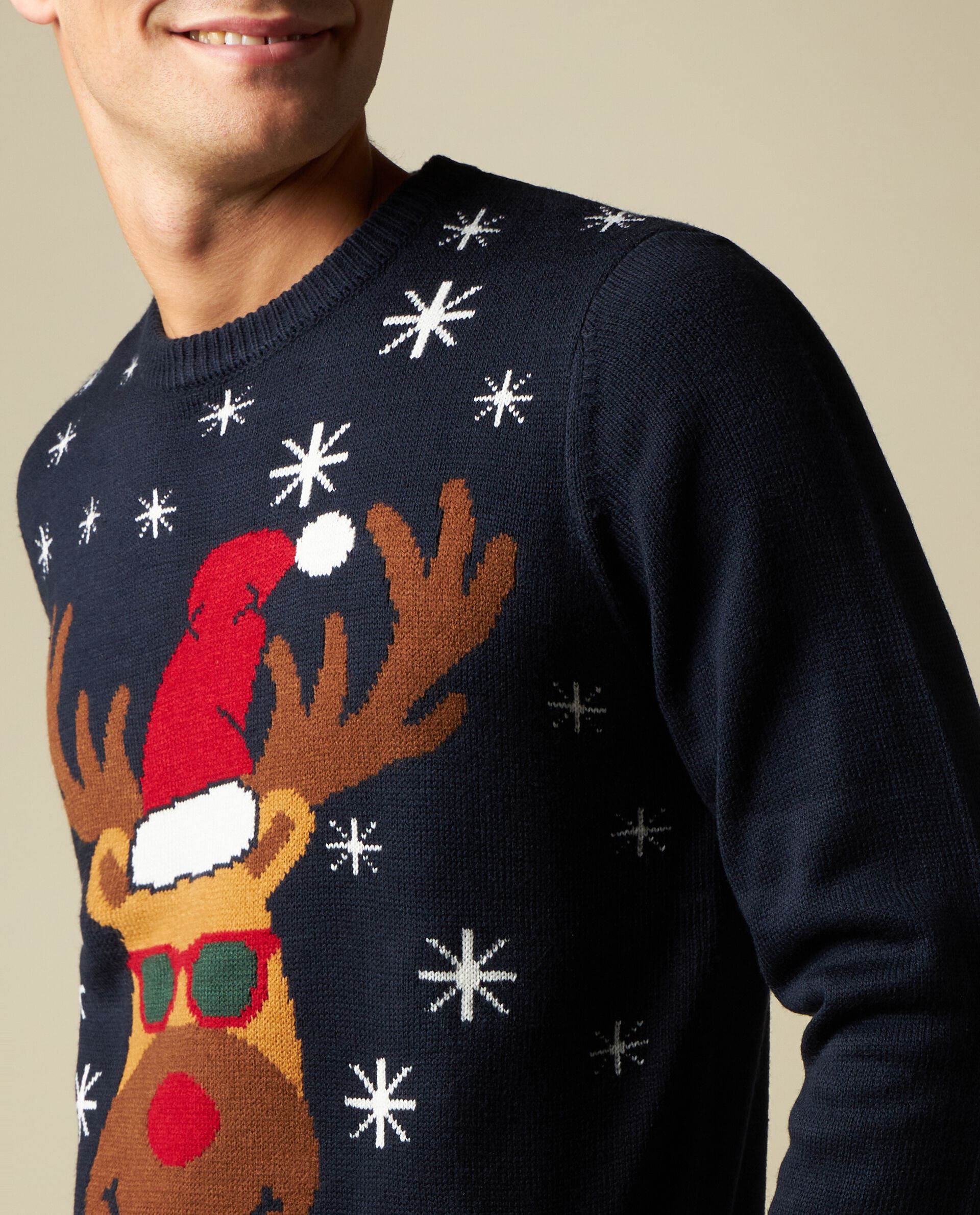 Girocollo tricot con lavorazione jacquard Natale uomo