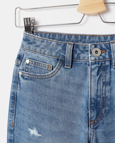 Jeans mom fit con strappi in puro cotone ragazza detail 1