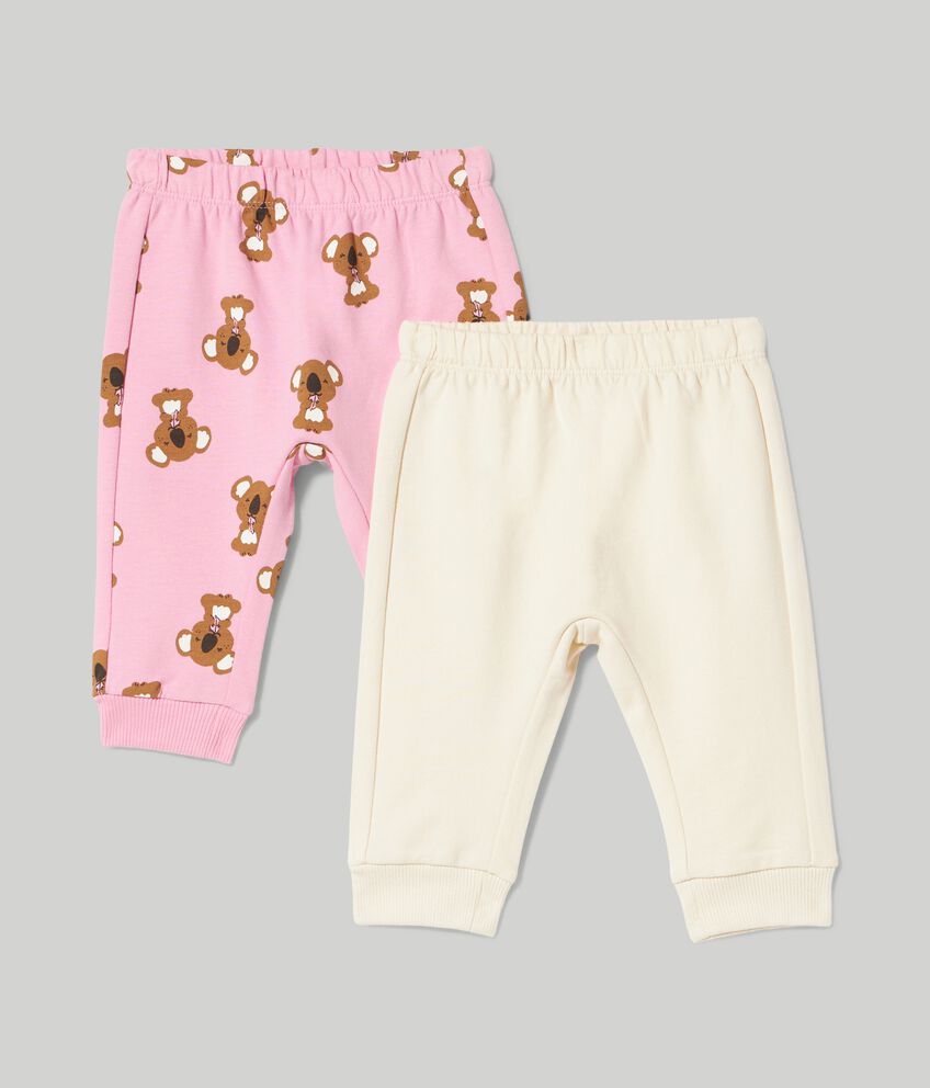 Pack 2 pantaloni in french terry neonata double 1 cotone