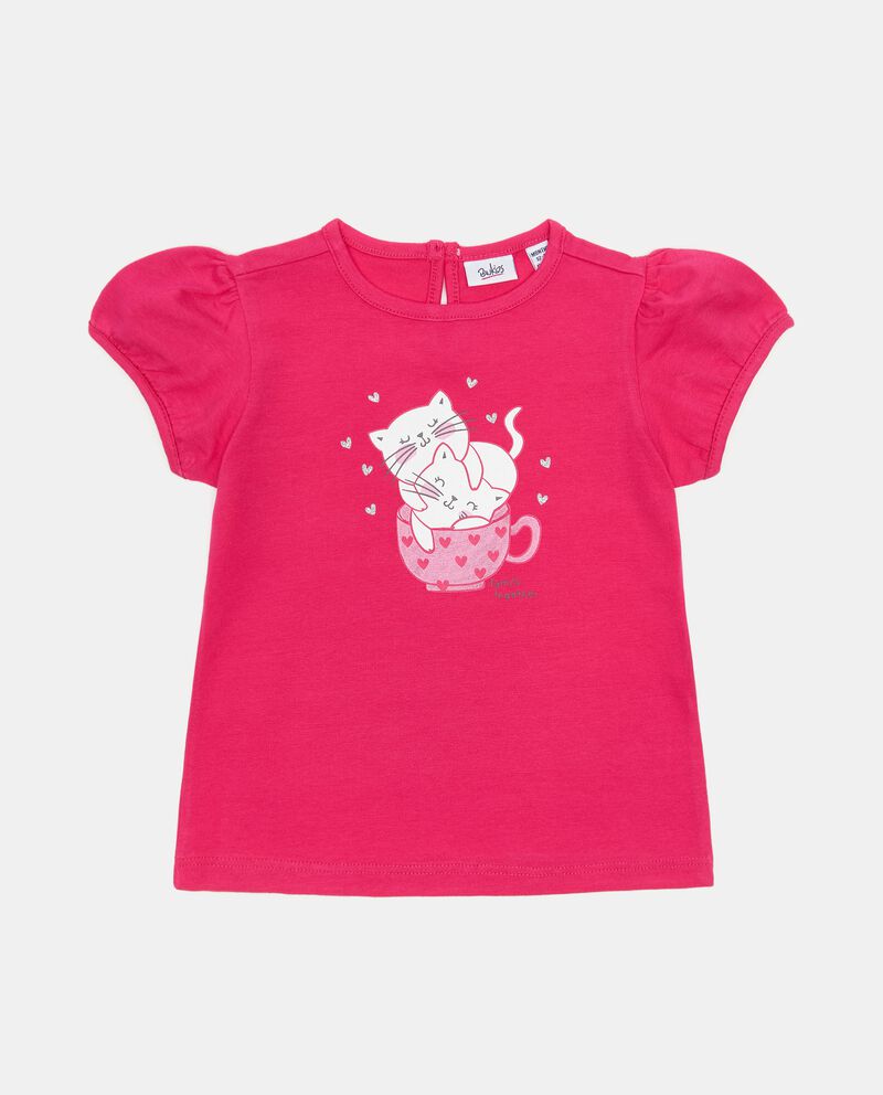 T-shirt con stampa frontale in cotone elasticizzato neonatadouble bordered 0 cotone