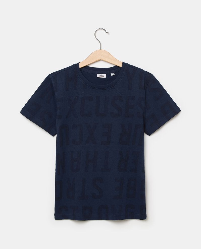 T-shirt con lettering in puro cotone ragazzo single tile 0 