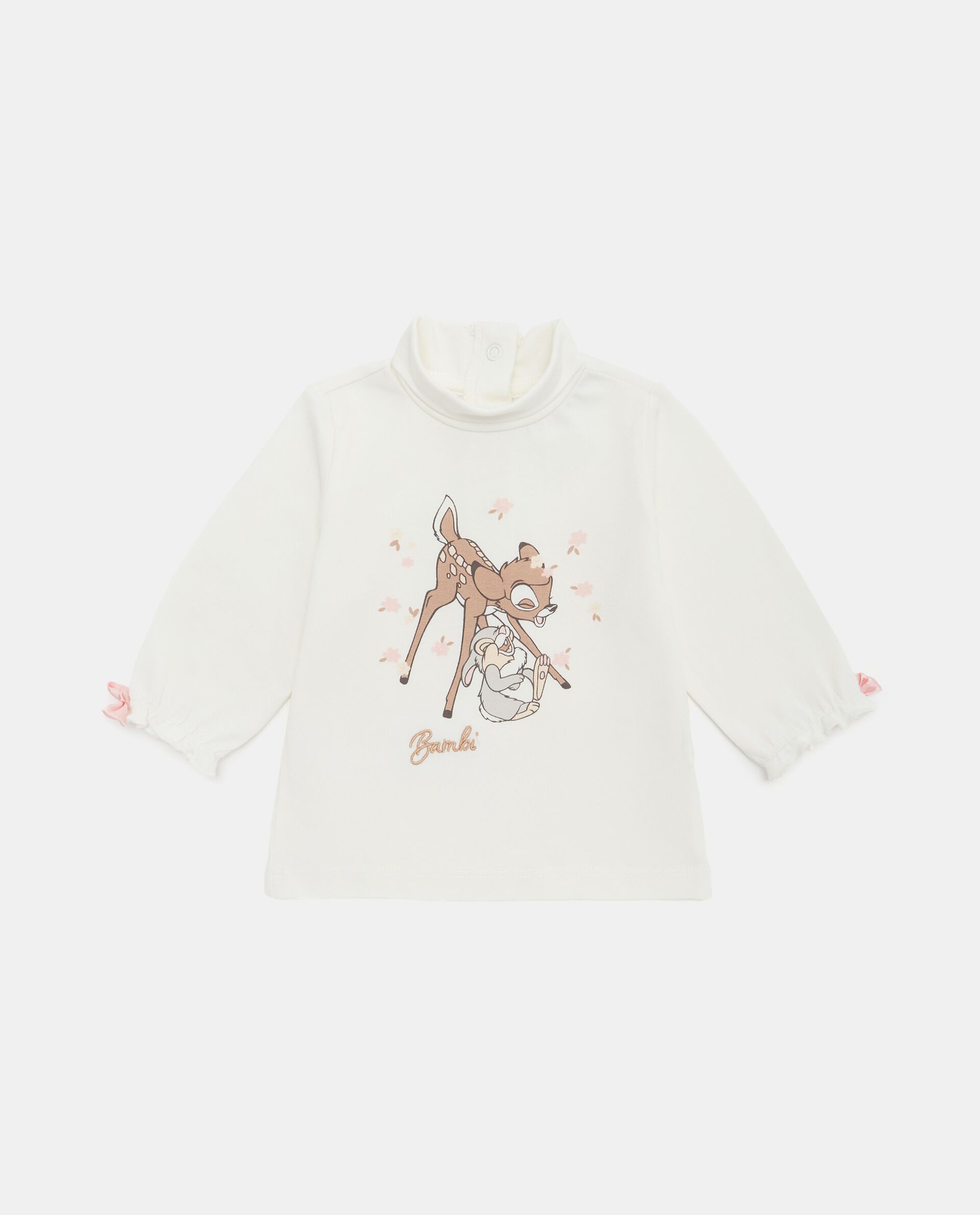 Maglietta con stampa Bambi in cotone elasticizzato neonata