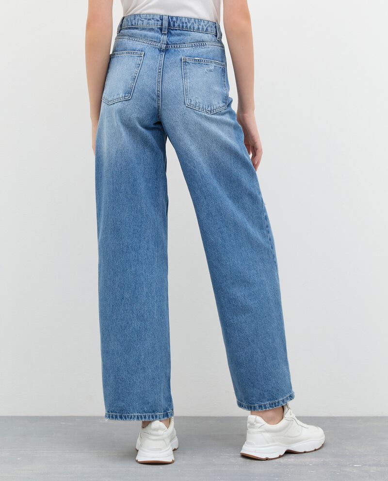 Jeans wide leg strappati donna single tile 1 cotone