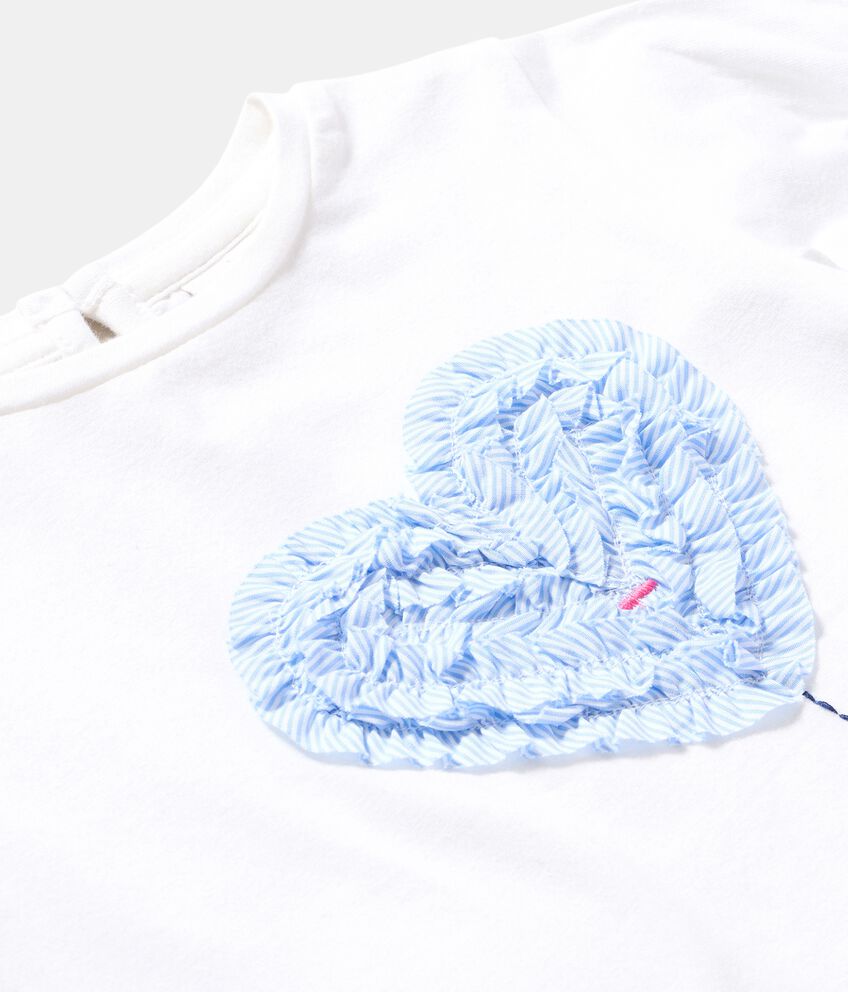 T-shirt in cotone con fiore cuore neonata double 2 cotone