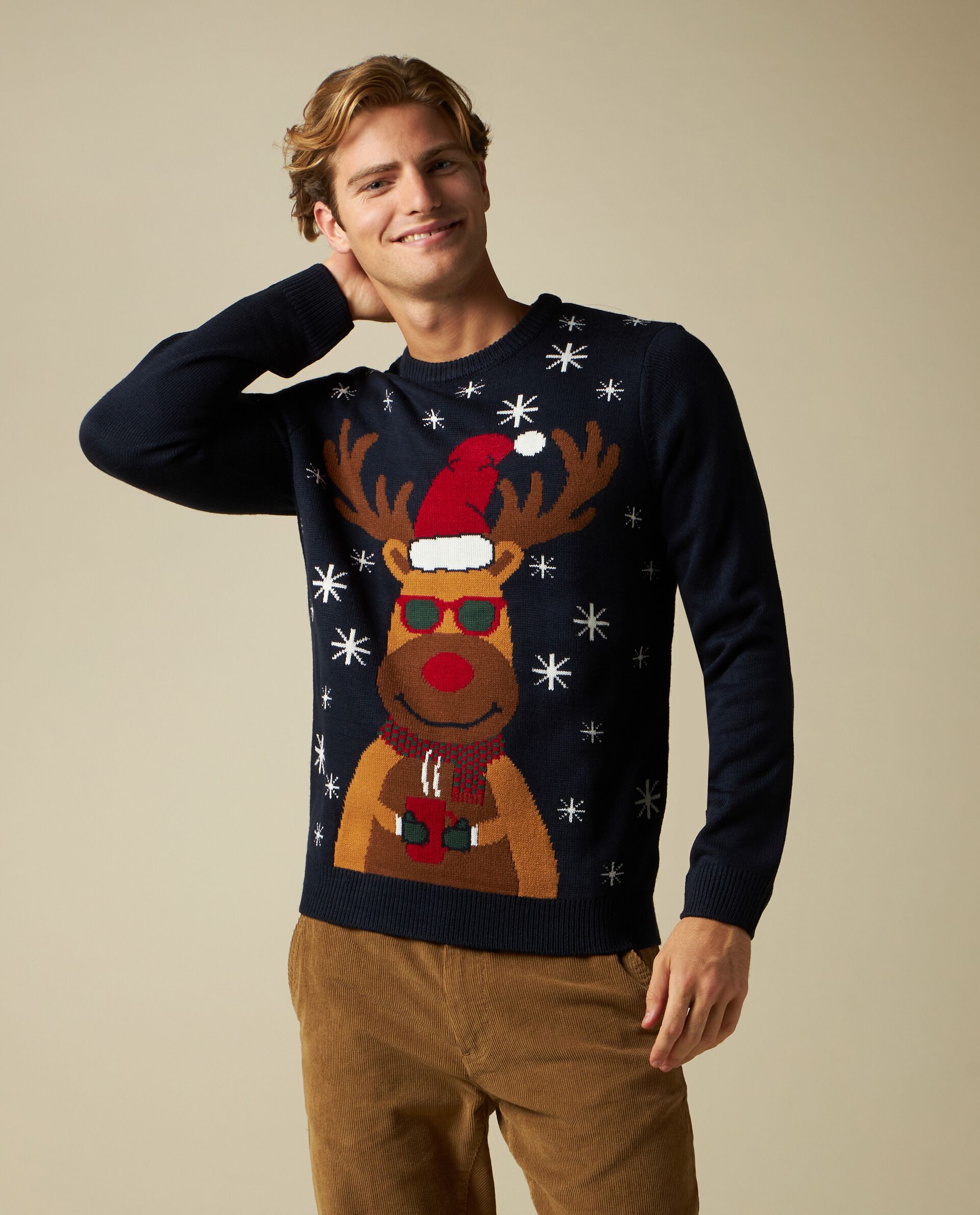 Girocollo tricot con lavorazione jacquard Natale uomo