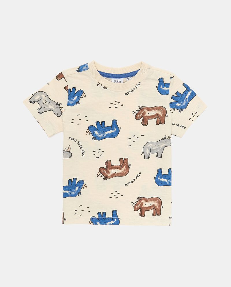 T-shirt in puro cotone con stampa rinoceronti neonato single tile 0 