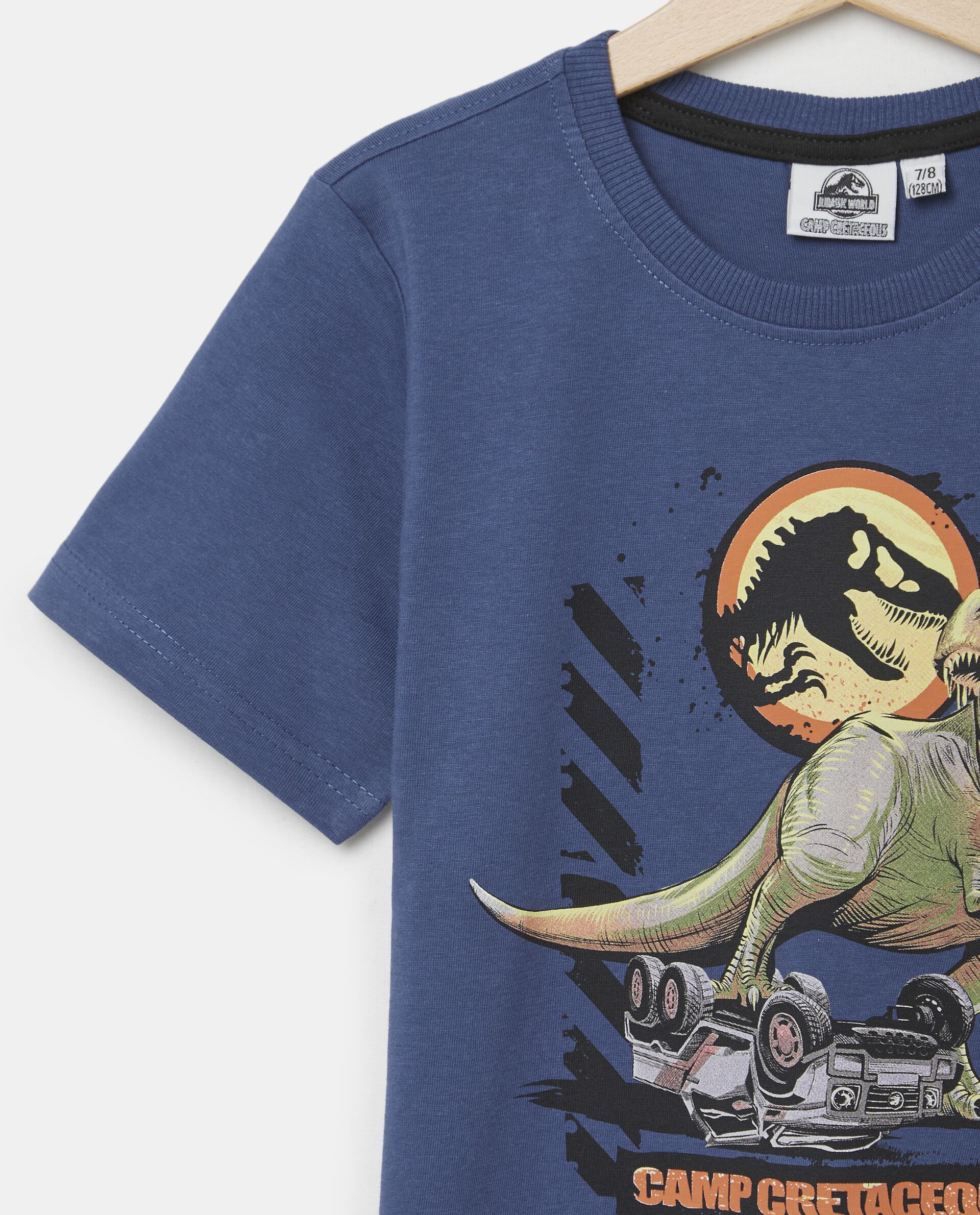 T-shirt con stampa Jurassic Park in jersey di puro cotone bambino