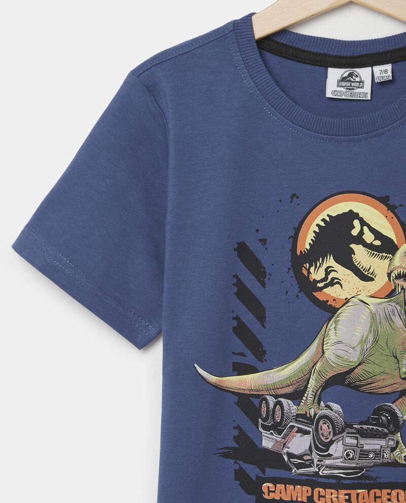 T-shirt con stampa Jurassic Park in jersey di puro cotone bambino single tile 1 null