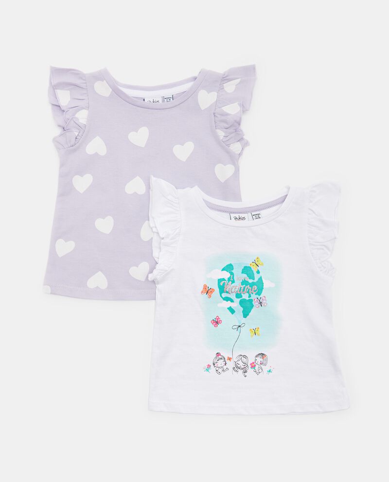 Pack 2 t-shirt in puro cotone con ruches neonata cover