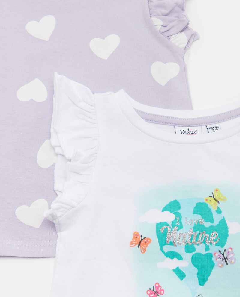 Pack 2 t-shirt in puro cotone con ruches neonata single tile 1 