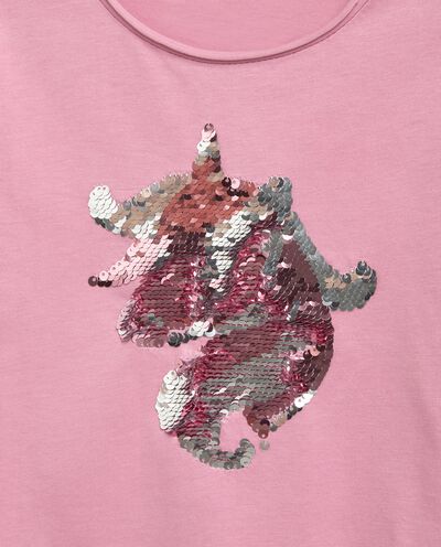 T-shirt con paillettes reversibili in puro cotone bambina detail 1