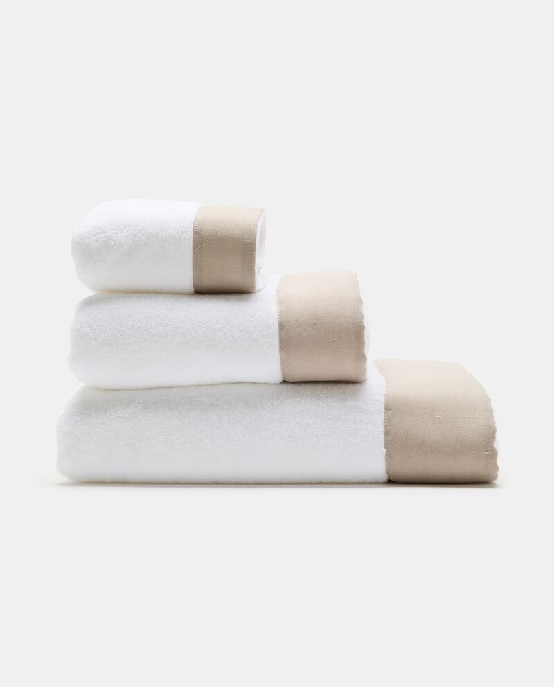 Asciugamano ospite in puro cotone con bordo in lino cover