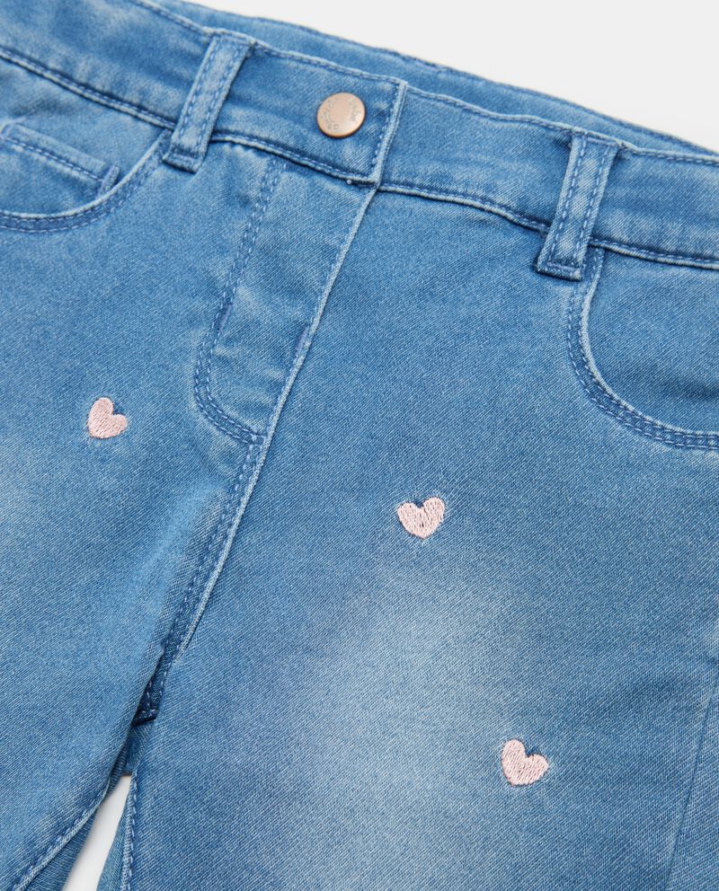 Jeans con ricami in cotone elasticizzato neonata single tile 1 