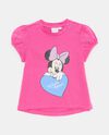 T-shirt con stampa Minnie in cotone elasticizzato neonata