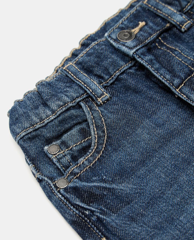 Pantaloni in denim puro cotone con arricciatura neonato single tile 1 
