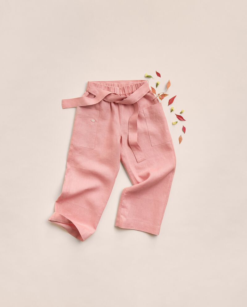 Pantaloni cropped in puro lino bambina IANA cover