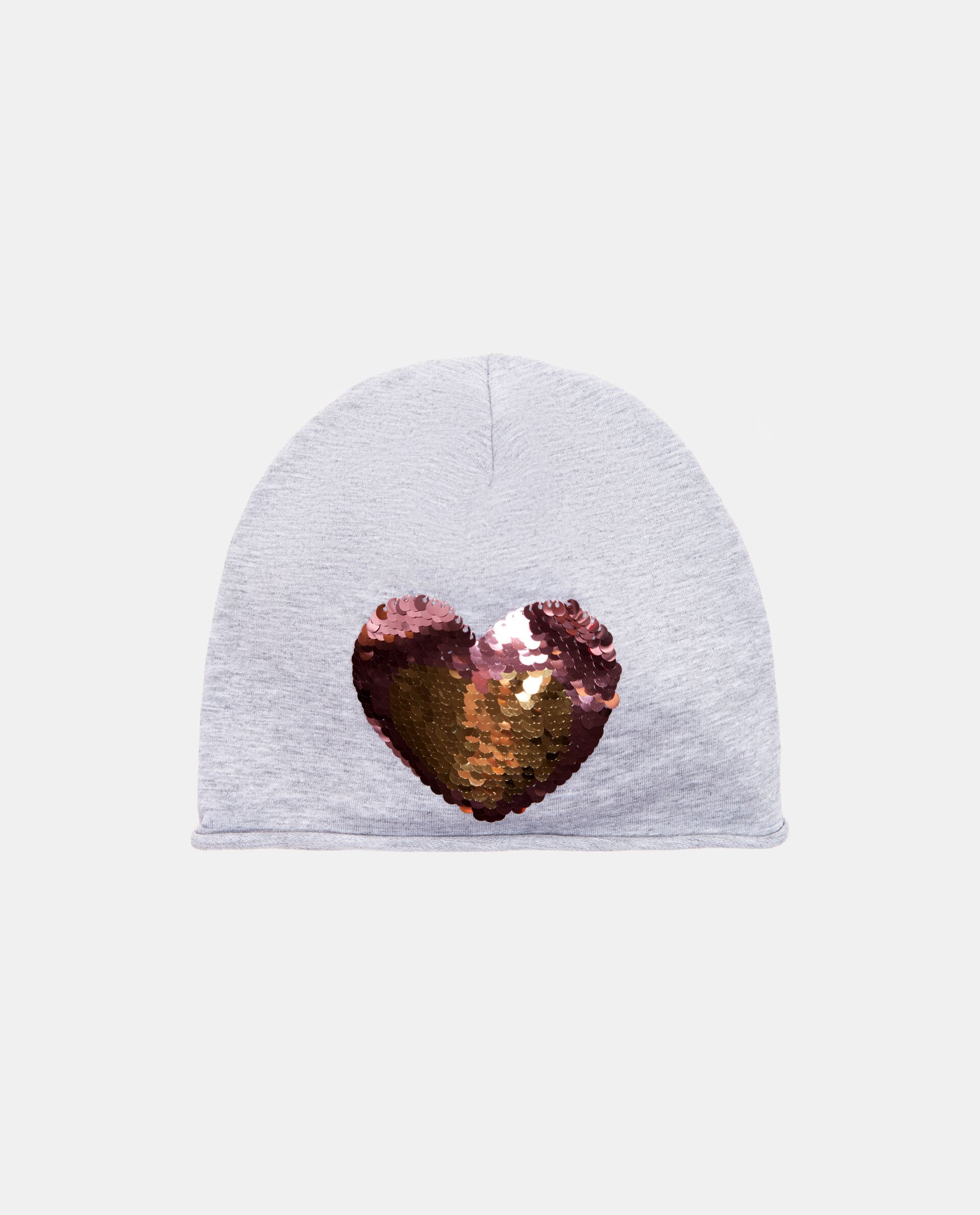 Cappello invernale con cuore in paillettes