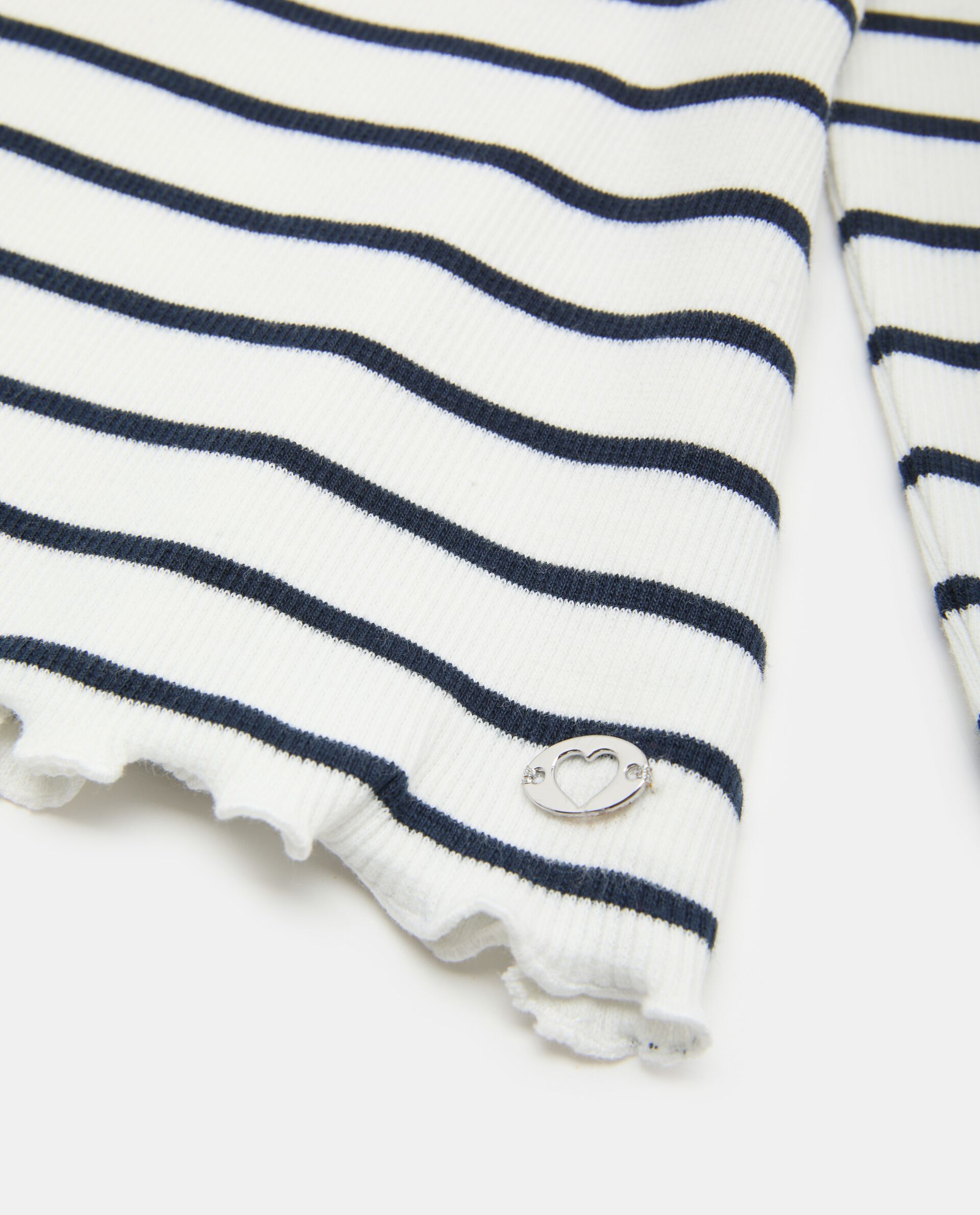 Maglietta maniche lunghe a righe in cotone elasticizzato neonata