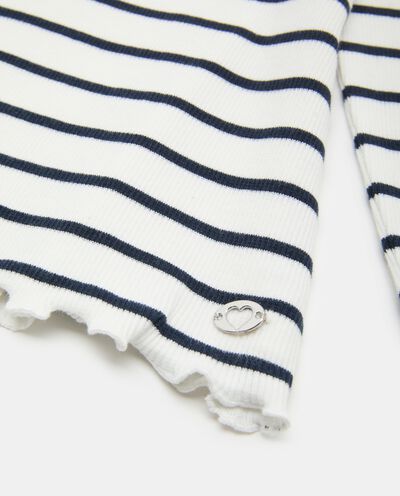 Maglietta maniche lunghe a righe in cotone elasticizzato neonata detail 1