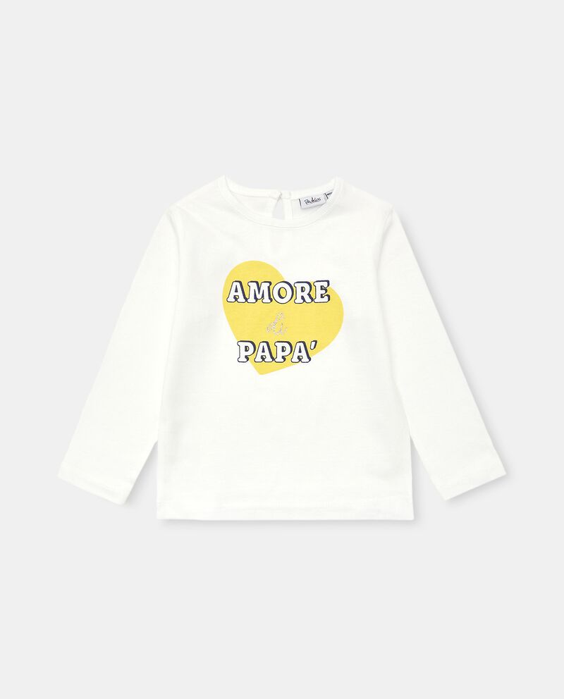 T-shirt di cotone con stampa glitter neonata single tile 0 