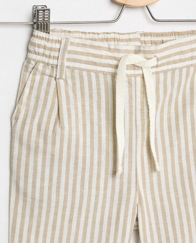 Pantalone a righe in misto lino bambino single tile 1 lino
