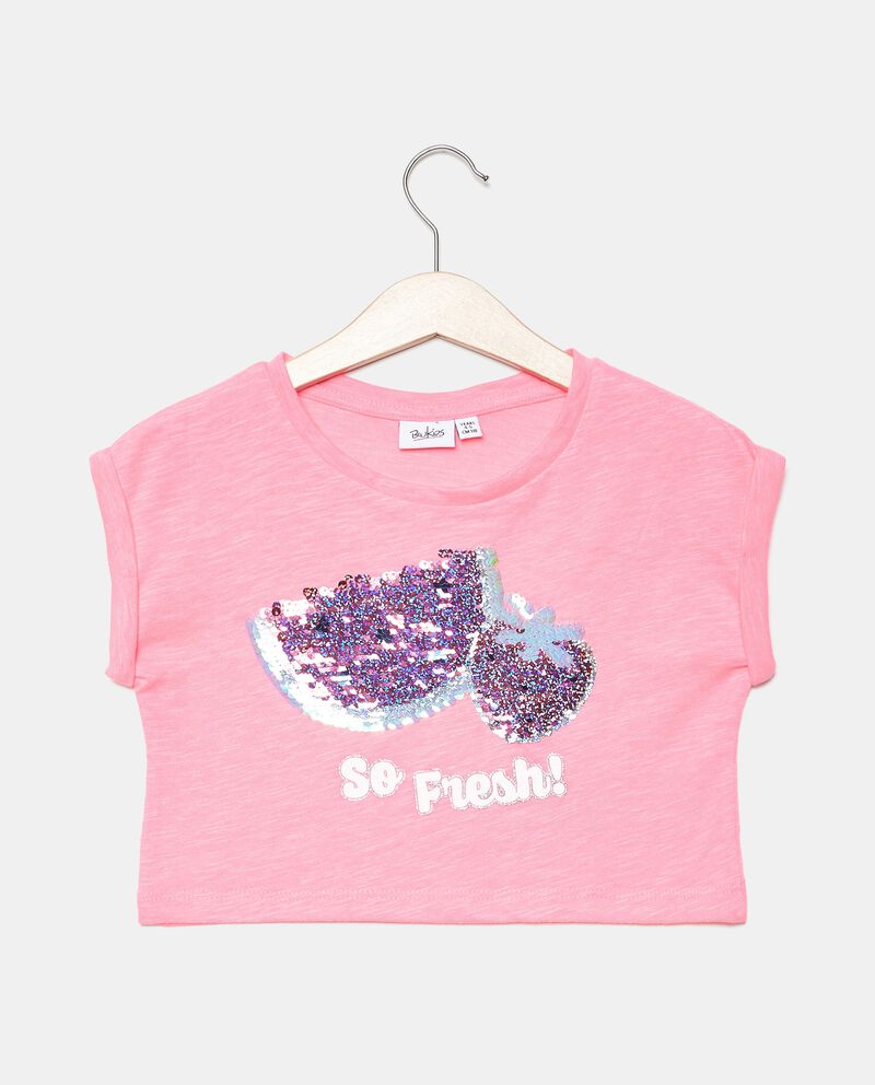 T-shirt malfilé in cotone cropped bambina single tile 0 null