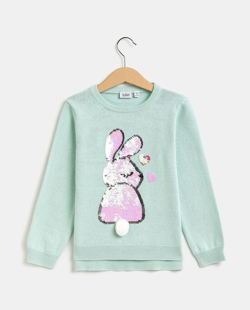 Pullover tricot in puro cotone con paillettes e bambina single tile 0 