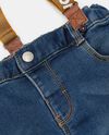 Jeans con bretelle in denim terry misto cotone neonato