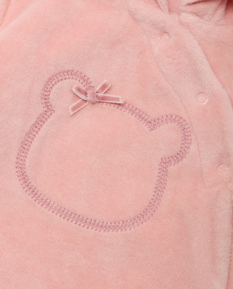 Tutina da neonata in ciniglia con cappuccio single tile 1 cotone